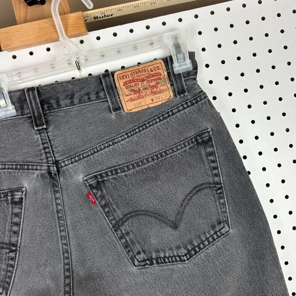 Levi's 505 Faded Black Jean 36x30 Relaxed Streetwear Skate Baggy Goth Baggy Y2K - Picture 3 of 8